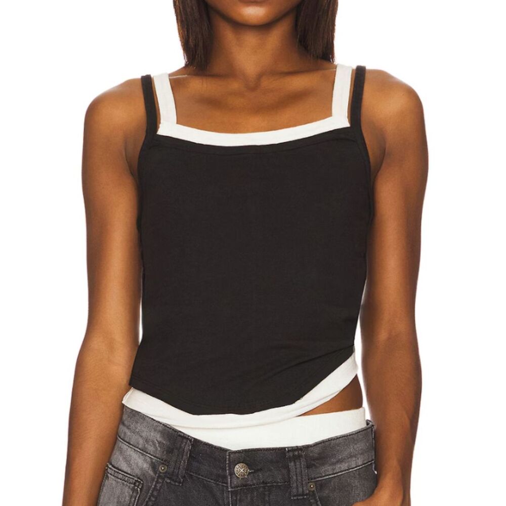 We The Free Twofer Tank Top Black White Contrast Size Small Casual Neutral